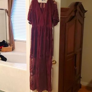 Altar'd State Maxi wine colored lace dress size Medium